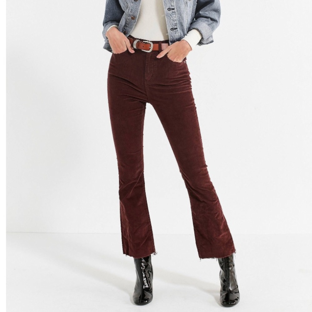 Burgundy UO High Rise corduroy pants